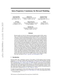 Intra-Trajectory Consistency for Reward Modeling