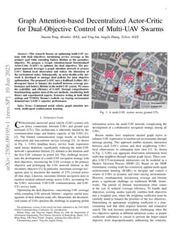 Graph Attention-based Decentralized Actor-Critic for Dual-Objective Control of Multi-UAV Swarms