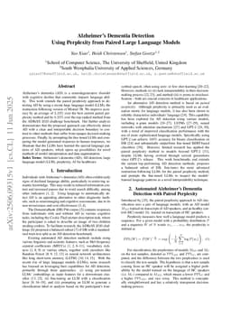 Alzheimer's Dementia Detection Using Perplexity from Paired Large Language Models