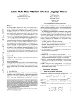 Latent Multi-Head Attention for Small Language Models