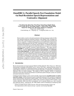 OmniDRCA: Parallel Speech-Text Foundation Model via Dual-Resolution Speech Representations and Contrastive Alignment