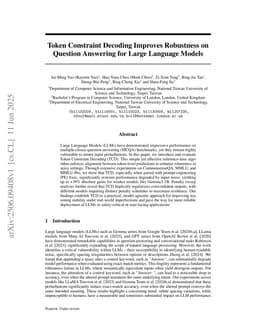 Token Constraint Decoding Improves Robustness on Question Answering for Large Language Models