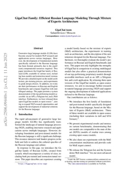 GigaChat Family: Efficient Russian Language Modeling Through Mixture of Experts Architecture