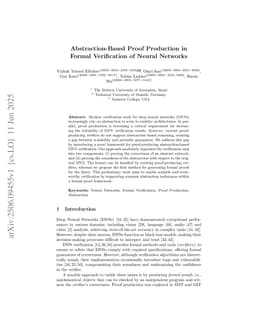 Abstraction-Based Proof Production in Formal Verification of Neural Networks