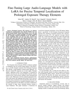 Fine-Tuning Large Audio-Language Models with LoRA for Precise Temporal Localization of Prolonged Exposure Therapy Elements