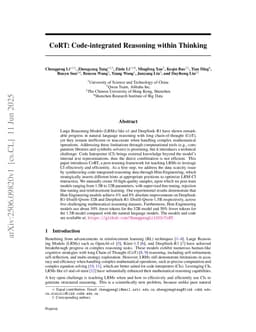 CoRT: Code-integrated Reasoning within Thinking