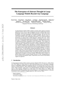 The Emergence of Abstract Thought in Large Language Models Beyond Any Language