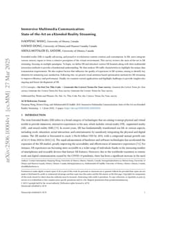 Immersive Multimedia Communication: State-of-the-Art on eXtended Reality Streaming