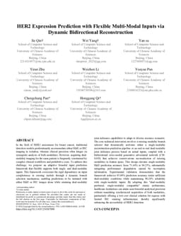 HER2 Expression Prediction with Flexible Multi-Modal Inputs via Dynamic Bidirectional Reconstruction