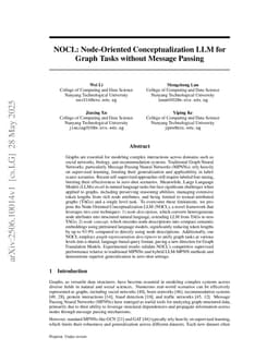 NOCL: Node-Oriented Conceptualization LLM for Graph Tasks without Message Passing