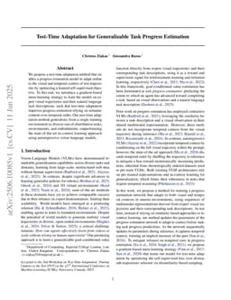 Test-Time Adaptation for Generalizable Task Progress Estimation