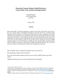 Measuring Corporate Human Capital Disclosures: Lexicon, Data, Code, and Research Opportunities