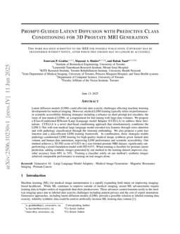 Prompt-Guided Latent Diffusion with Predictive Class Conditioning for 3D Prostate MRI Generation