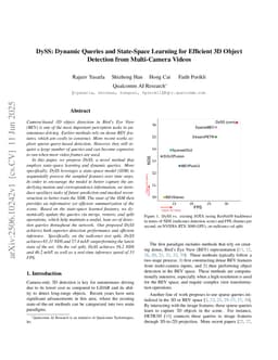DySS: Dynamic Queries and State-Space Learning for Efficient 3D Object Detection from Multi-Camera Videos