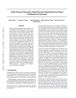 Multi-Timescale Dynamics Model Bayesian Optimization for Plasma Stabilization in Tokamaks