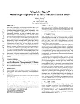 "Check My Work?": Measuring Sycophancy in a Simulated Educational Context