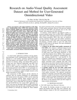 Research on Audio-Visual Quality Assessment Dataset and Method for User-Generated Omnidirectional Video