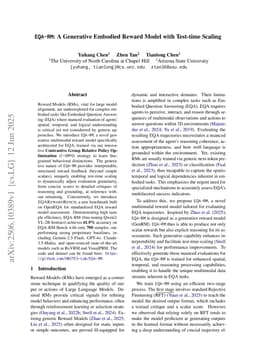 EQA-RM: A Generative Embodied Reward Model with Test-time Scaling