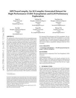 HPCTransCompile: An AI Compiler Generated Dataset for High-Performance CUDA Transpilation and LLM Preliminary Exploration
