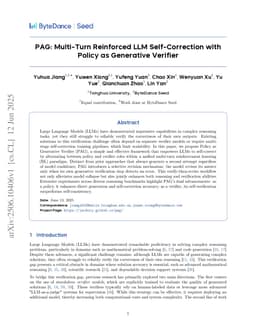 PAG: Multi-Turn Reinforced LLM Self-Correction with Policy as Generative Verifier
