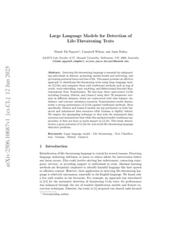 Large Language Models for Detection of Life-Threatening Texts
