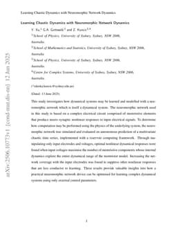Learning Chaotic Dynamics with Neuromorphic Network Dynamics