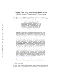 Unsupervised Deformable Image Registration with Structural Nonparametric Smoothing