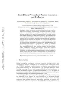 LLM-Driven Personalized Answer Generation and Evaluation