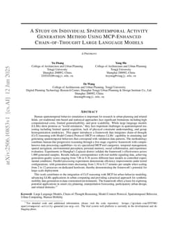 A Study on Individual Spatiotemporal Activity Generation Method Using MCP-Enhanced Chain-of-Thought Large Language Models