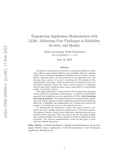 Application Modernization with LLMs: Addressing Core Challenges in Reliability, Security, and Quality