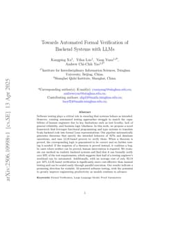 Towards Automated Formal Verification of Backend Systems with LLMs