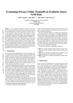 Evaluating Privacy-Utility Tradeoffs in Synthetic Smart Grid Data