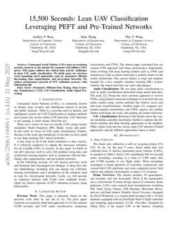 15,500 Seconds: Lean UAV Classification Leveraging PEFT and Pre-Trained Networks
