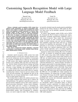 Customizing Speech Recognition Model with Large Language Model Feedback