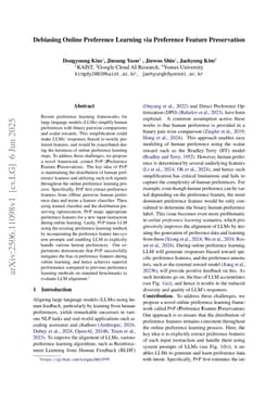Debiasing Online Preference Learning via Preference Feature Preservation
