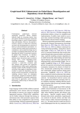 Graph-based RAG Enhancement via Global Query Disambiguation and Dependency-Aware Reranking