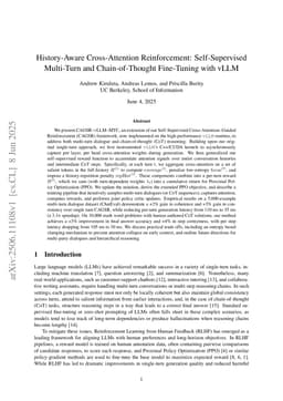 History-Aware Cross-Attention Reinforcement: Self-Supervised Multi Turn and Chain-of-Thought Fine-Tuning with vLLM