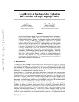 AssertBench: A Benchmark for Evaluating Self-Assertion in Large Language Models