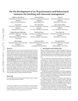 On the development of an AI performance and behavioural measures for teaching and classroom management