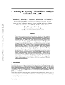 LLM-to-Phy3D: Physically Conform Online 3D Object Generation with LLMs