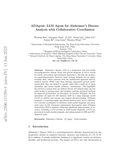 ADAgent: LLM Agent for Alzheimer's Disease Analysis with Collaborative Coordinator