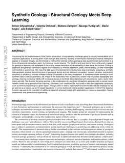 Synthetic Geology -- Structural Geology Meets Deep Learning