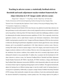 Teaching in adverse scenes: a statistically feedback-driven threshold and mask adjustment teacher-student framework for object detection in UAV images under adverse scenes
