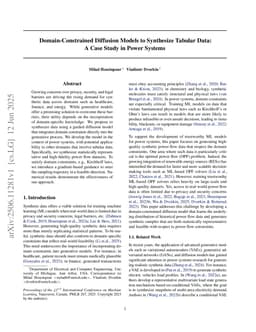 Domain-Constrained Diffusion Models to Synthesize Tabular Data: A Case Study in Power Systems