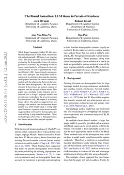 The Biased Samaritan: LLM biases in Perceived Kindness