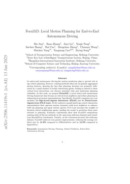 FocalAD: Local Motion Planning for End-to-End Autonomous Driving