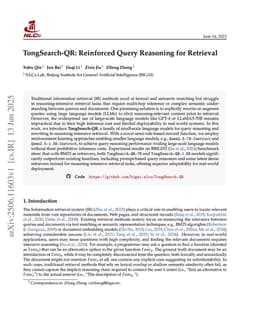 TongSearch-QR: Reinforced Query Reasoning for Retrieval