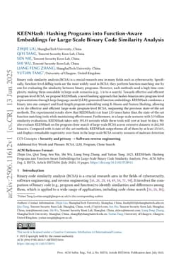 KEENHash: Hashing Programs into Function-Aware Embeddings for Large-Scale Binary Code Similarity Analysis