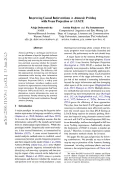 Improving Causal Interventions in Amnesic Probing with Mean Projection or LEACE