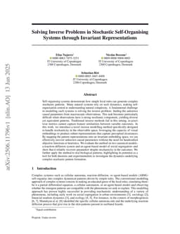 Solving Inverse Problems in Stochastic Self-Organising Systems through Invariant Representations
